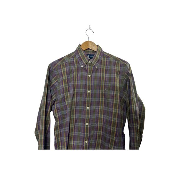 Ralph Lauren Classic Fit Purple Plaid Long Sleeve Button-Up Shirt Men's Medium - Picture 2 of 4